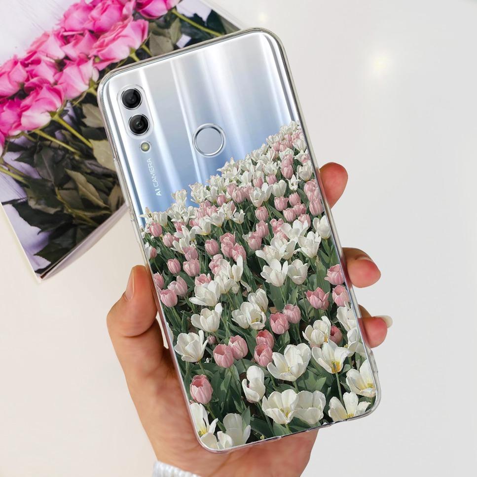 For Honor 10 Lite HRY-LX1 Case Luxury Flower Love Soft TPU Silicone Clear Cover For Huawei Honor 10Lite 6.21" Phone Case Fundas