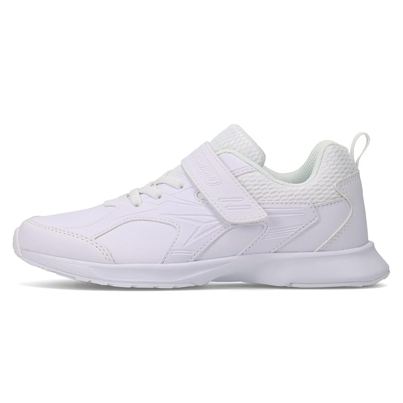 [Shunsoku] Kids' Sneakers for Boys and Girls, Lightweight, Sizes 15-27cm, 2E Width, SJJ 1970 White/White, Size 22.0 Cm, 2E Width
