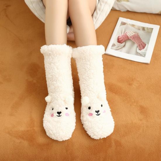 Calzini Pantofola Orsetto Morbidi Calze Animali Carini in Peluche Spesso con Orecchie d'Orso Calde Invernali Antiscivolo per Casa Camera da Letto Soggiorno