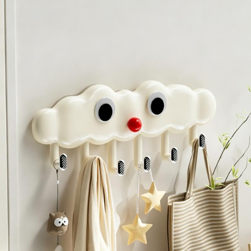 Cute Cloud-Shaped Over-the-Door Clothes Hanger Multipurpose Wall-Mounted Hook For Bathroom And Kitchen Non-Punching Door Back
