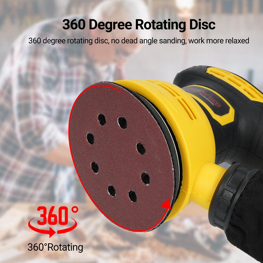 5-calowa szlifierka orbitalna z 15 szt. papierów ściernych 12000 obr./min 6-biegowa maszyna szlifierska wysoka