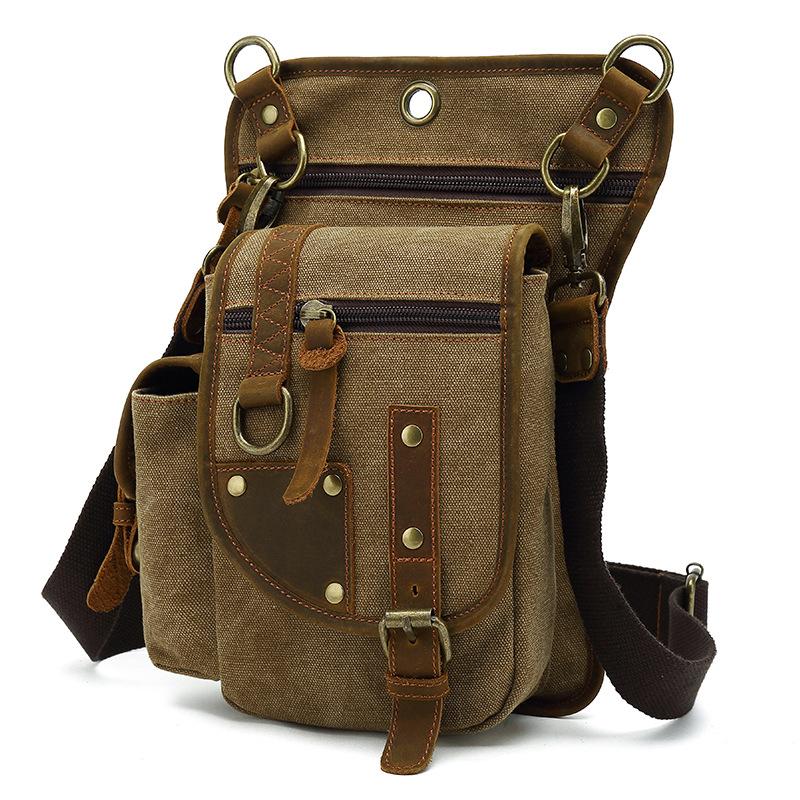 New Men's Casual Bag Canvas Fashionable Commuting Backpack Large Capacity Waist Bag Single Shoulder Small Shoulder Bag Workwear Shoulder Bag