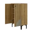Modern Wooden Shoe Cabinet with Doors – Space-Saving Shoe Organizer with Shelf Compartments, Storage & Black PVC Frame, Elegant Design for Hallway