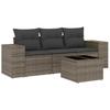 4 Piece Outdoor Sofa Set with Cushions Grey Poly Rattan