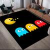 Pac‑Man Cartoon Flannel Printed Carpet, Home Sofa Decoration for Living Room & Bedroom, Non‑Slip Play Flannel Floor Mat for Game Room