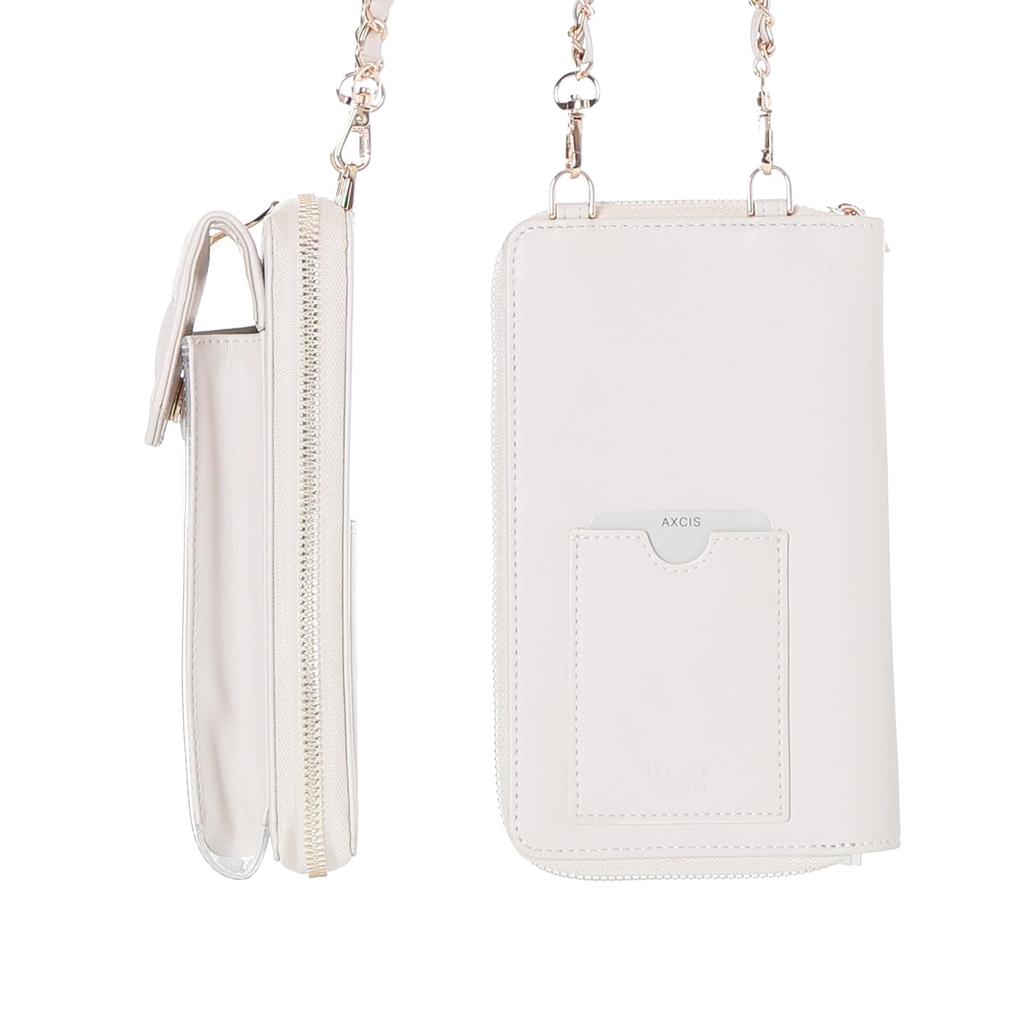 250015 Mineed by Osel Oshikatsu Wallet Shoulder Bag, Quilted Design, Can Badge Attachment Compatible, Clear Pocket, Smartphone Storage (Beige)