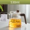 GIANXI Retro Glass Teapot Wood Handle Chinese Tea Ceremony Transparent Teawear Set Cup Filter High Boron Silicon Pot  530ML
