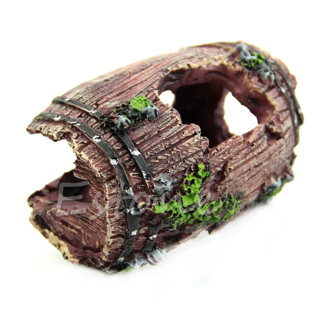 Aquarium Decoration Resin Broken Barrel Fish for Tank Ornament Vivid Details Betta Accessories Aquatic Caves Fish Hideou