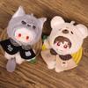 Niannyyhouse Plush Doll Clothing Set (10-15cm) - Hat, Cape, Pants, Wolf Bear Pattern - Plush Doll Dress-Up Accessory (Gray)