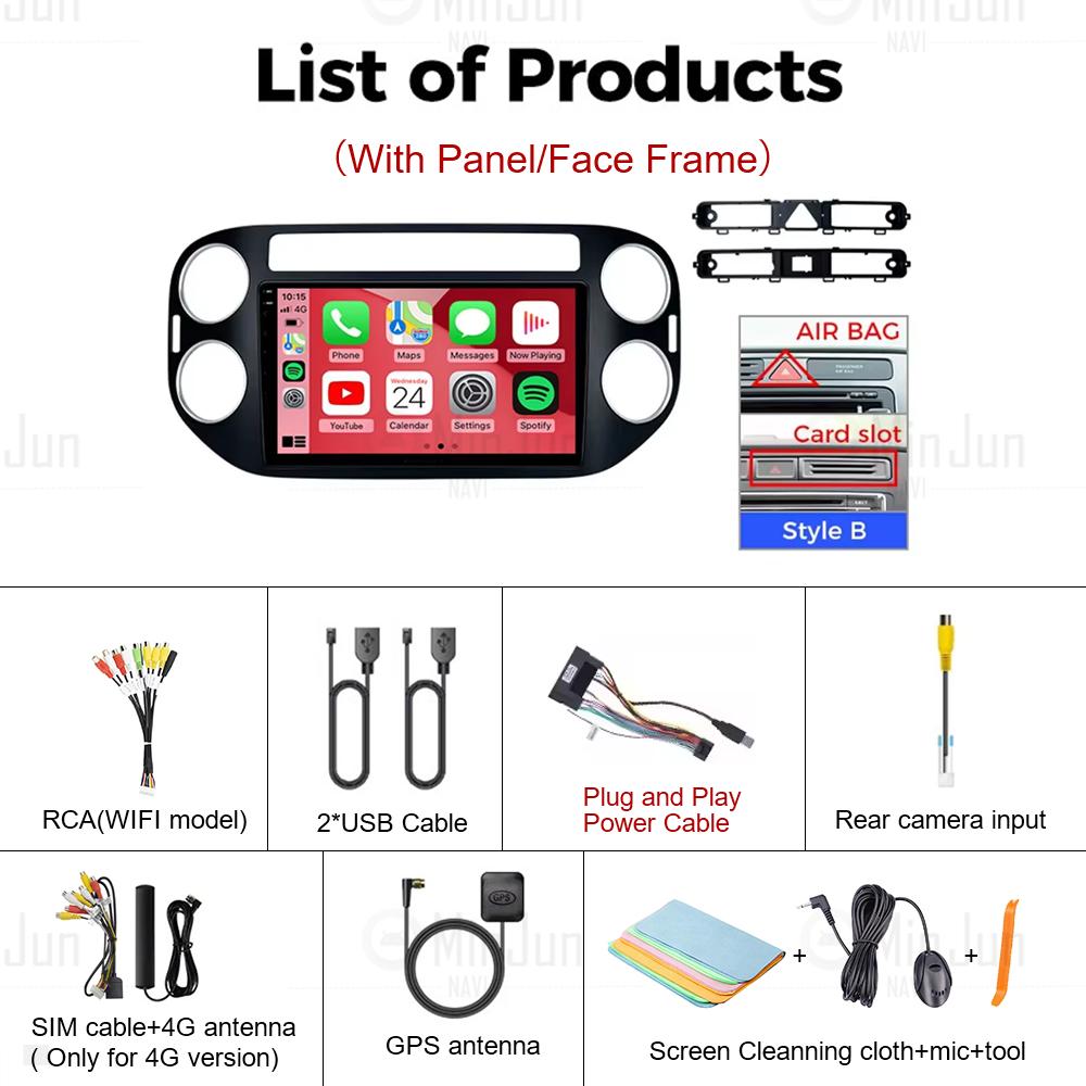 Radio Auto Android 14 Pentru Volkswagen VW Tiguan 2006 2010 2016 Golf Plus Wireless Carplay Auto Stereo Auto Player Multimedia WIFI