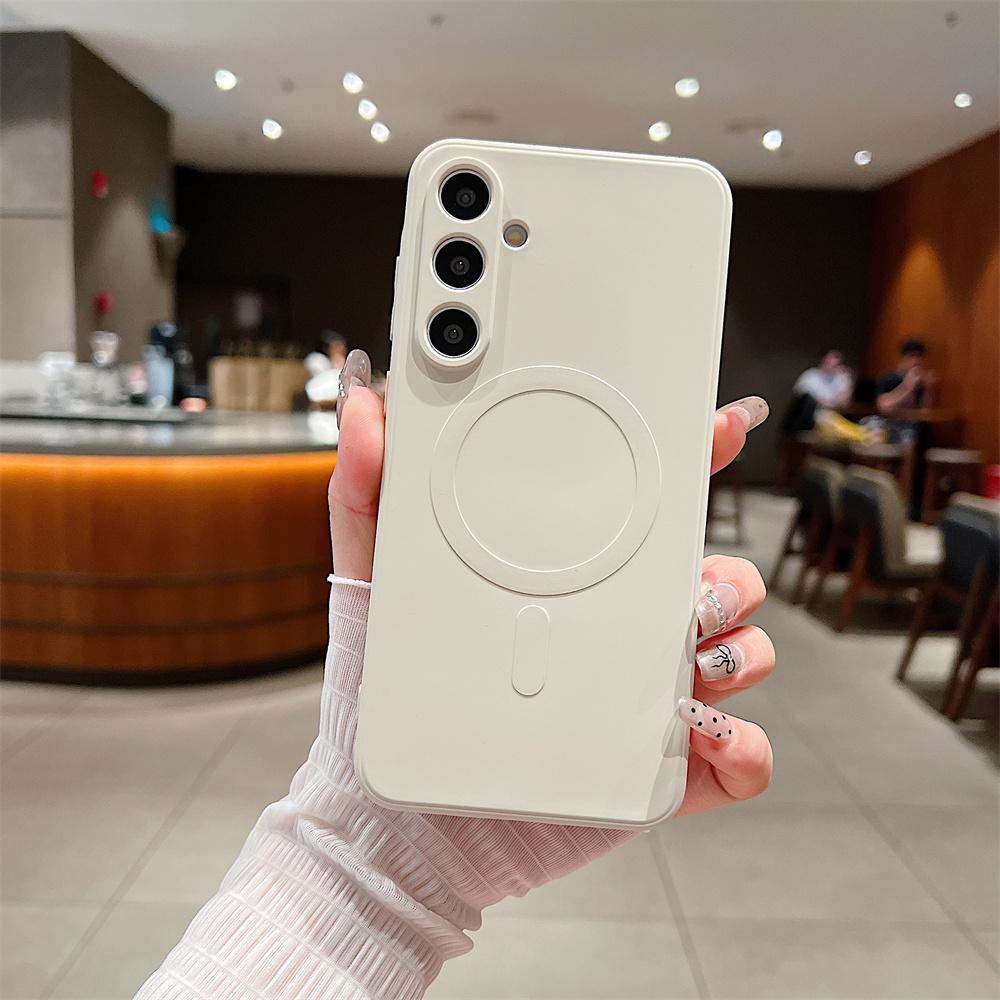 Fashion Colorful Silicone Magnetic Phone Case for Samsung Galaxy A57 A37 A27 A17 A07 A56 A16 A36 A26 A55 A35 A15 Wireless Charge Camera Protect Cover