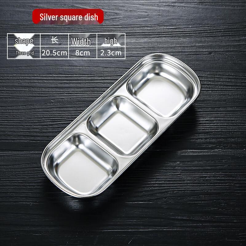 Korean Style Stainless Steel 3-Compartment Sauce Dish