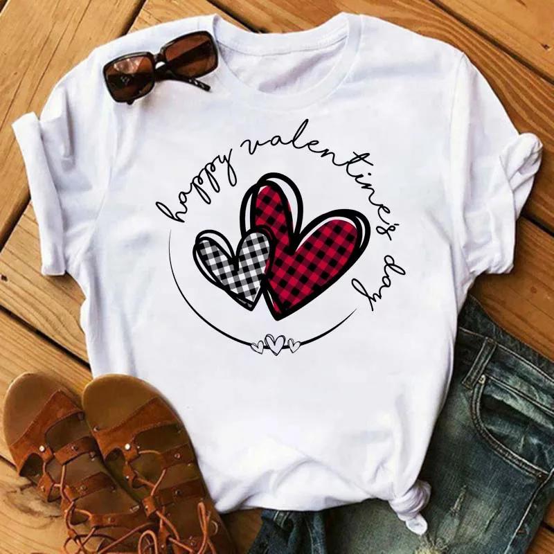

Fashion Women T Shirt Love Heart Printed T Shirt Casual Red Tops 90s Valentine s Shirt Female Harajuku Graphic Tshirt 4XL