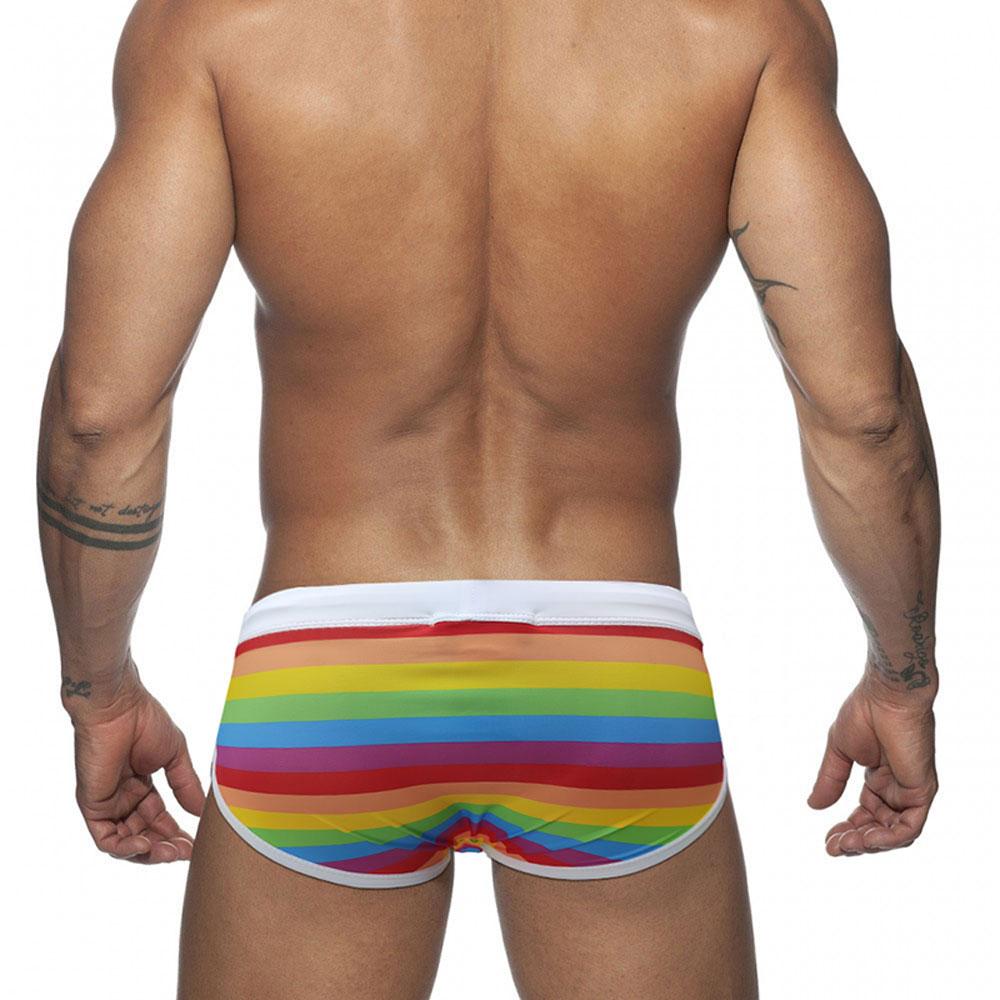 Men Swim Briefs Trunks Pride Day Strips Tight Fit Sexy Swimwear Beach Wear Tanning Surfing GYM