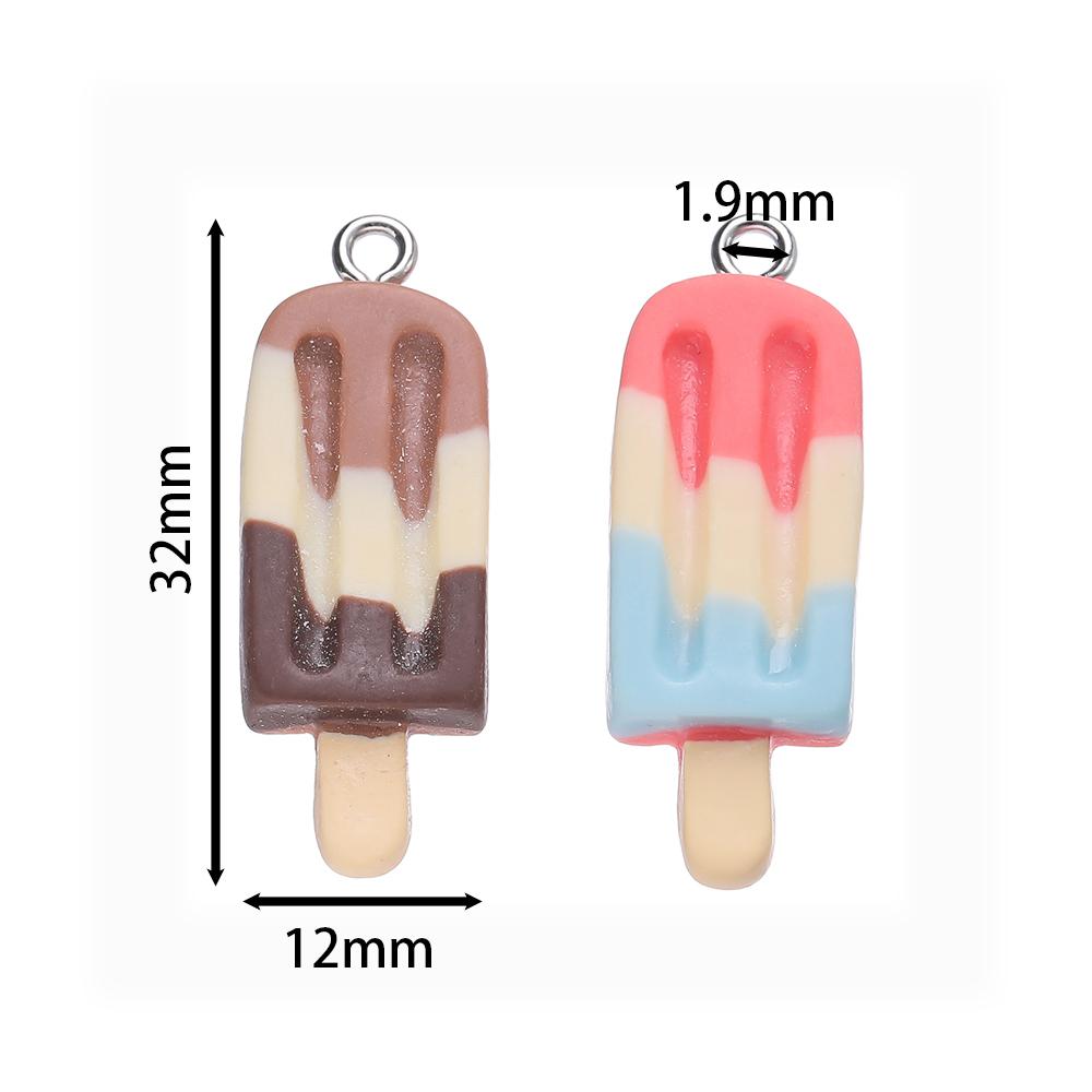 10 piezas 12x32mm Encantos Colgantes de Resina con Forma de Paleta de Helado Coloridos y Lindos para Collares Pulseras Colgantes Accesorios para la Fabricación de Joyería DIY
