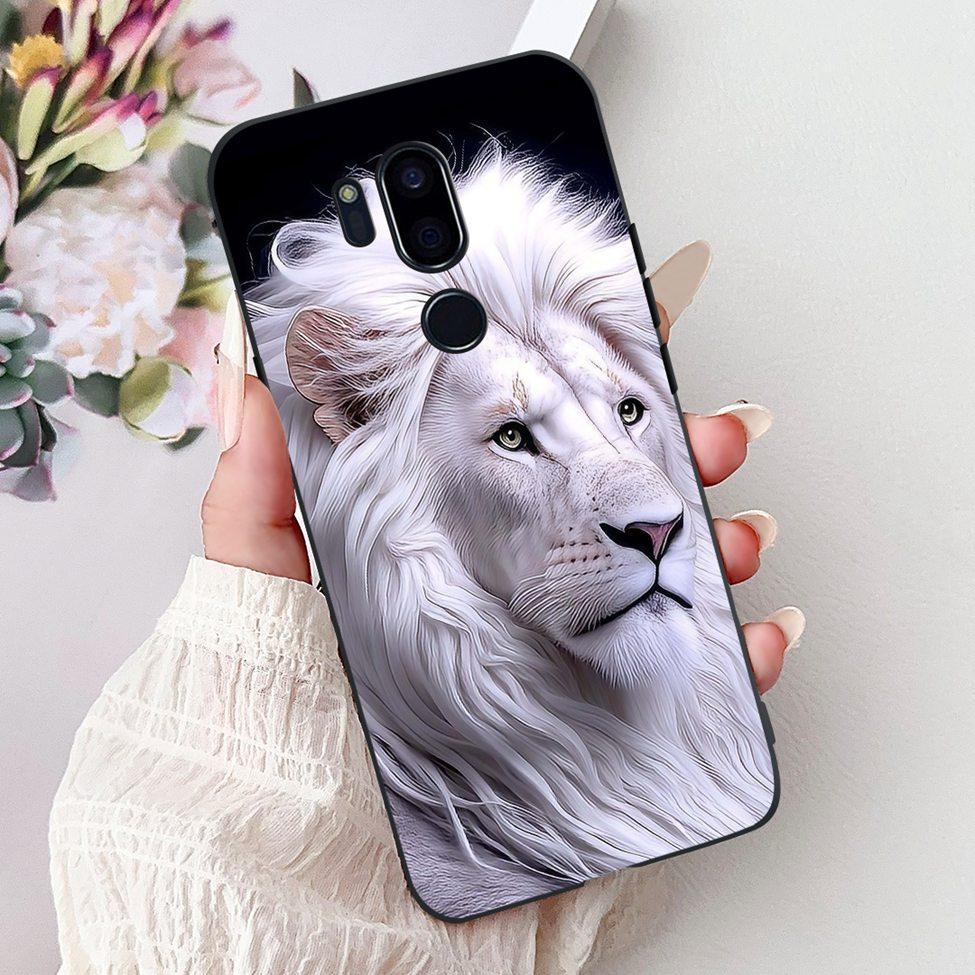 Para LG G7 ThinQ Funda Silicona Negra Gato Lindo Flores de Moda Trasera Pintada Genial Para LG G7ThinQ Funda de Teléfono LMG710EM