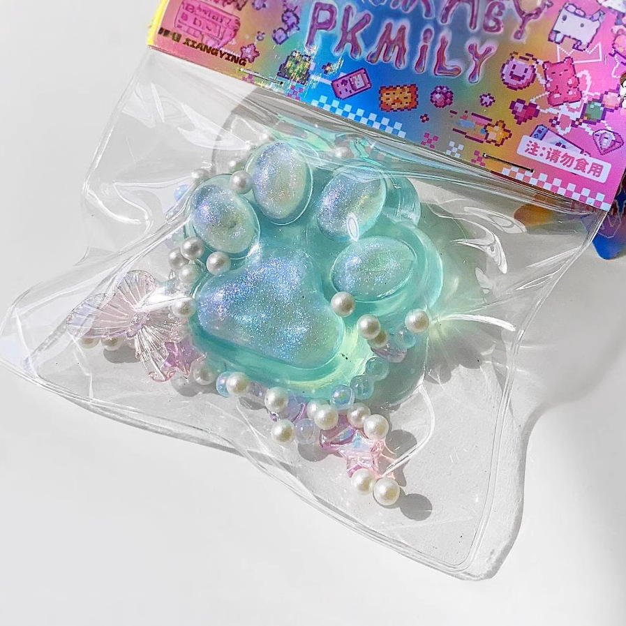 Flashing Cat Paw Squeeze Toys TPR Kawaii Squishy Food Toys Taba Squishy Toys Sensory Stress Relief Fidget Toys for All Ages