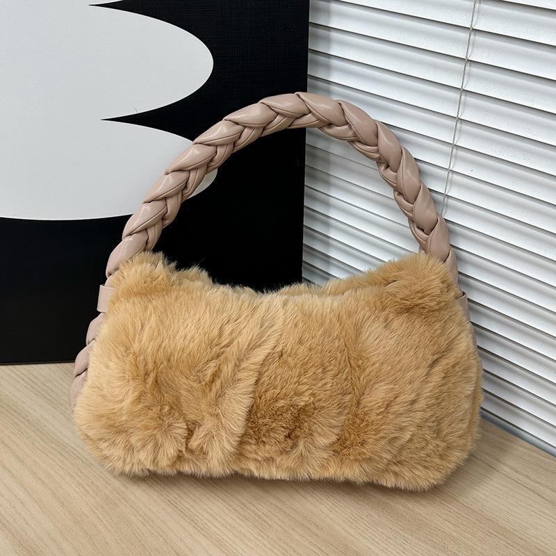 

Новая высококачественная плюшевая сумка женская универсальная модная портативная маленькая квадратная сумка трендовая на плечо подмышку коричневый