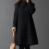 Lady Dress Solid Color Stand Collar Casual Loose Knee Length Winter Dress for