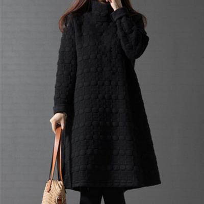 Damenkleid Einfarbig Stehkragen Lässig Locker Knielang Winterkleid für