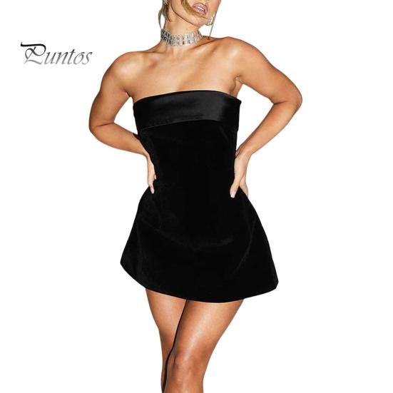 

Женское вечернее платье с открытыми плечами, бандо, без спинки, без рукавов, облегающее мини-платье А-силуэта, короткое платье для выпускного вечера, банкета M чёрный