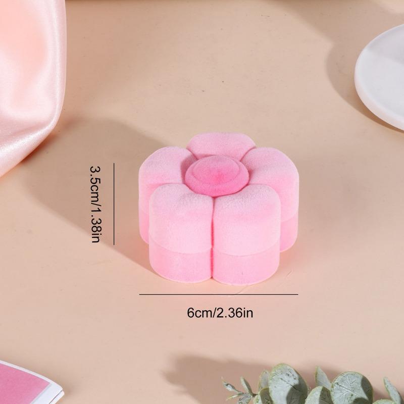 1/2pcs Flocked Flower Ring Box Earring Jewelry Box Jewelry Packaging Box Portable Jewelry Storage Box
