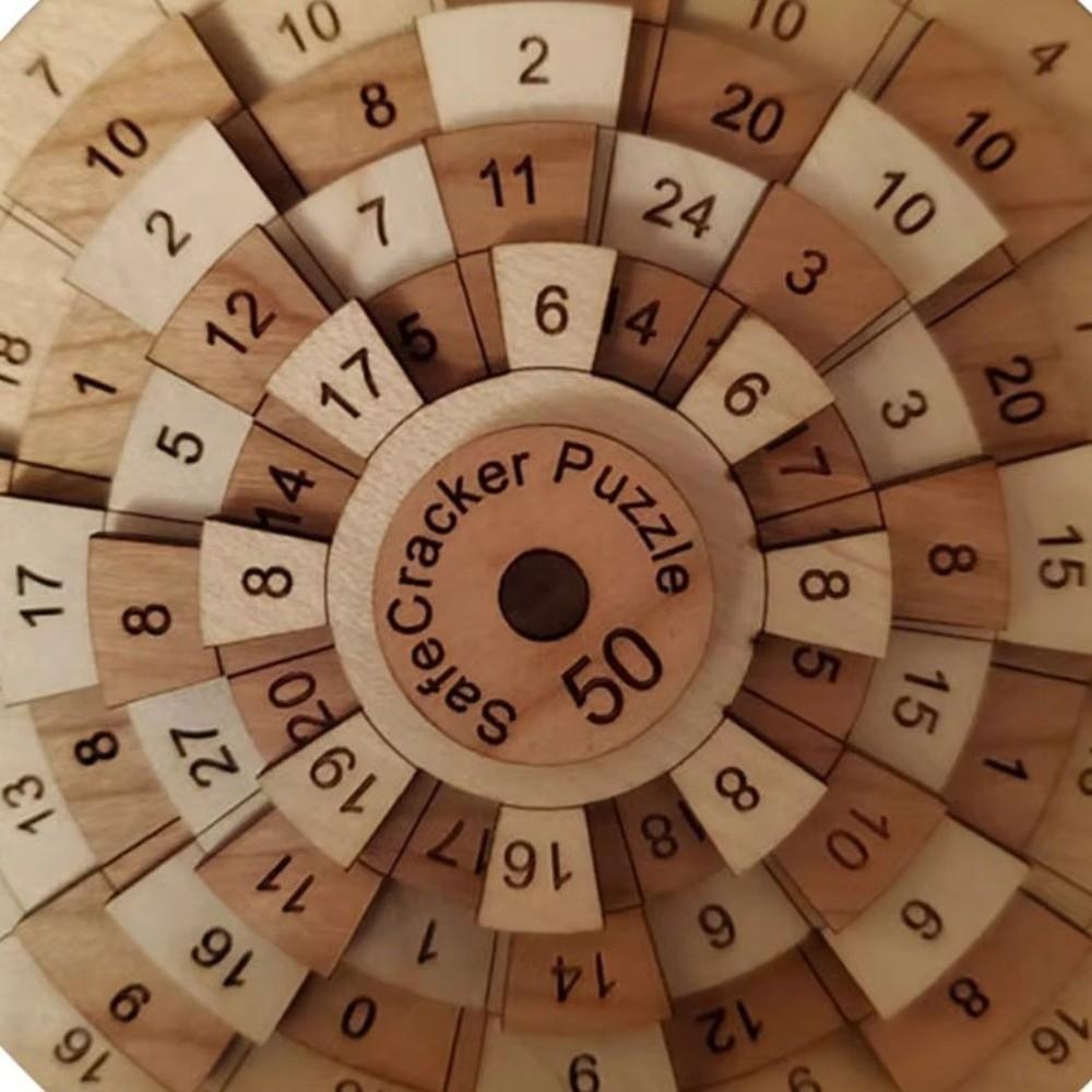 Classic Number Wooden Puzzle Round Turntable Brain Teaser Toy Number Puzzle  Children Learning