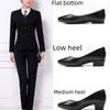 Arbeitsschuhe für Damen, Herbst- und Winterschuhe, Weiches Leder, Weiche Sohle, Flache Lederschuhe, Professioneller Blockabsatz, Mittelhohe Damenschuhe