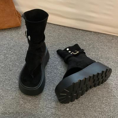 Thick-soled Heightening Versatile Cool Boots Summer New Breathable Short Boots Brown Retro Toe Sandals Women