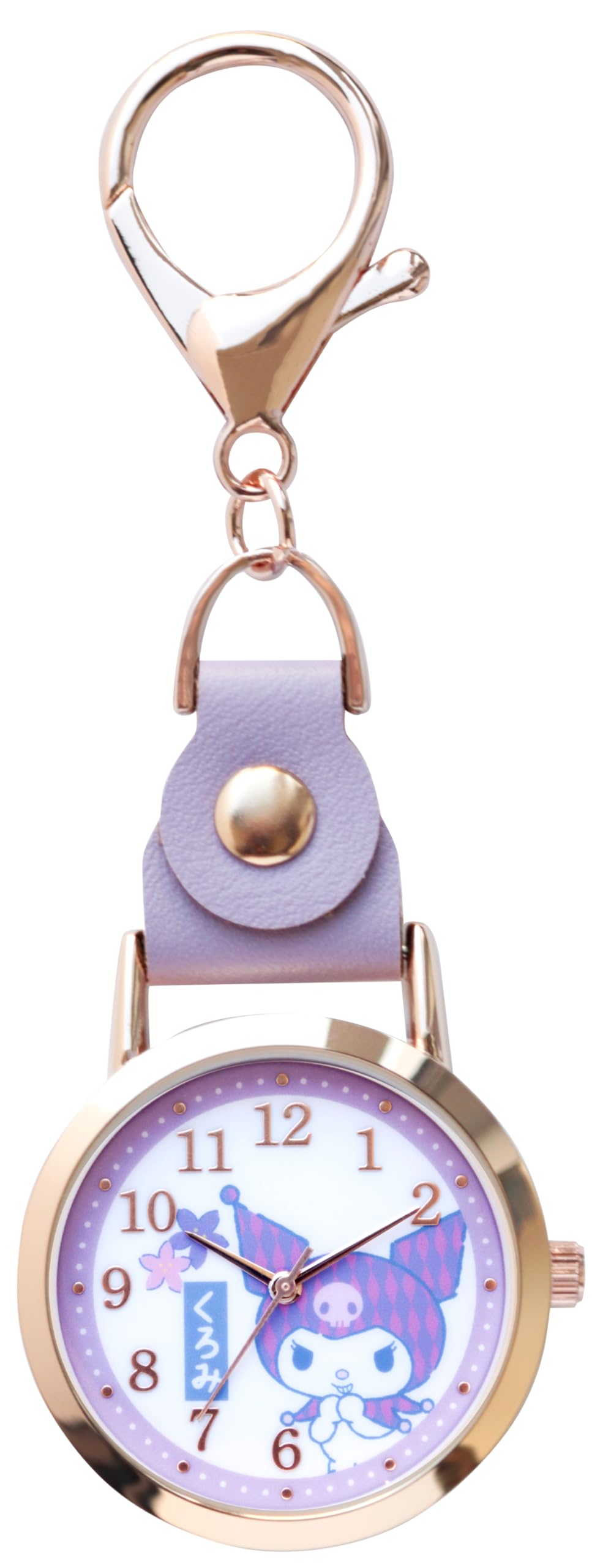 Fieldwork Analog Pocket Watch for Sanrio Hello Kitty Keychain with Japanese Pattern Women, Characters, Hook, Gold/Purple, Watch, SNR006-3 фиолетовый