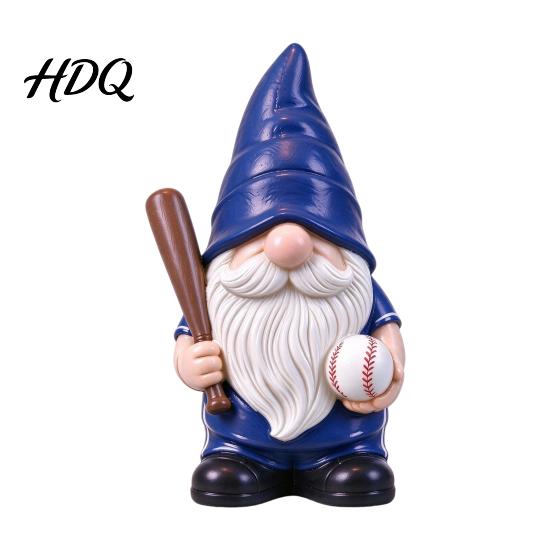 Home Office Ornament Baseball Gnome Figurine Resin Sports Theme Statue Holding Indoor Decorative Accents Bat & Ball Tabletop Decor Lover