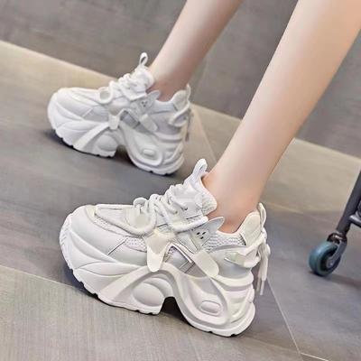 Sports Dad Shoes Mesh Thick Sole Showing Feet Small Inner Height Increase Women's Shoes Versatile Casual Ins Tide White Shoes