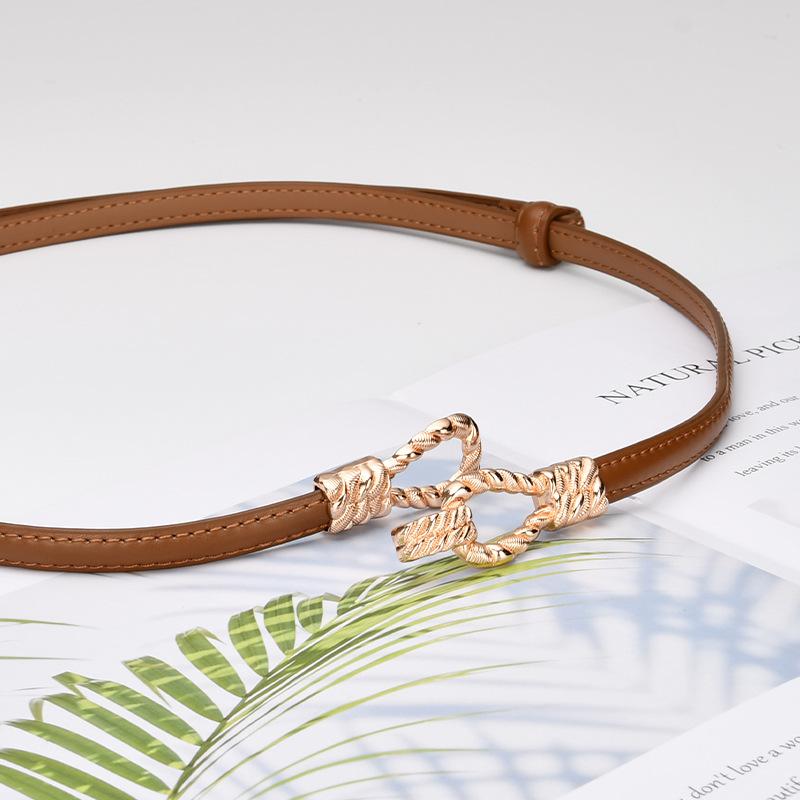 Cowhide Thin Belt Women's Decorative Versatile Genuine Leather Women's Belt Belt Dress Belt Women's Ins Style