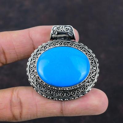 Ciondolo turchese della Bella Addormentata con pietra preziosa Ciondolo vintage Ciondolo in argento sterling 925 Gioielli Boho fatti a mano Ciondolo elegante Regalo di fidanzamento