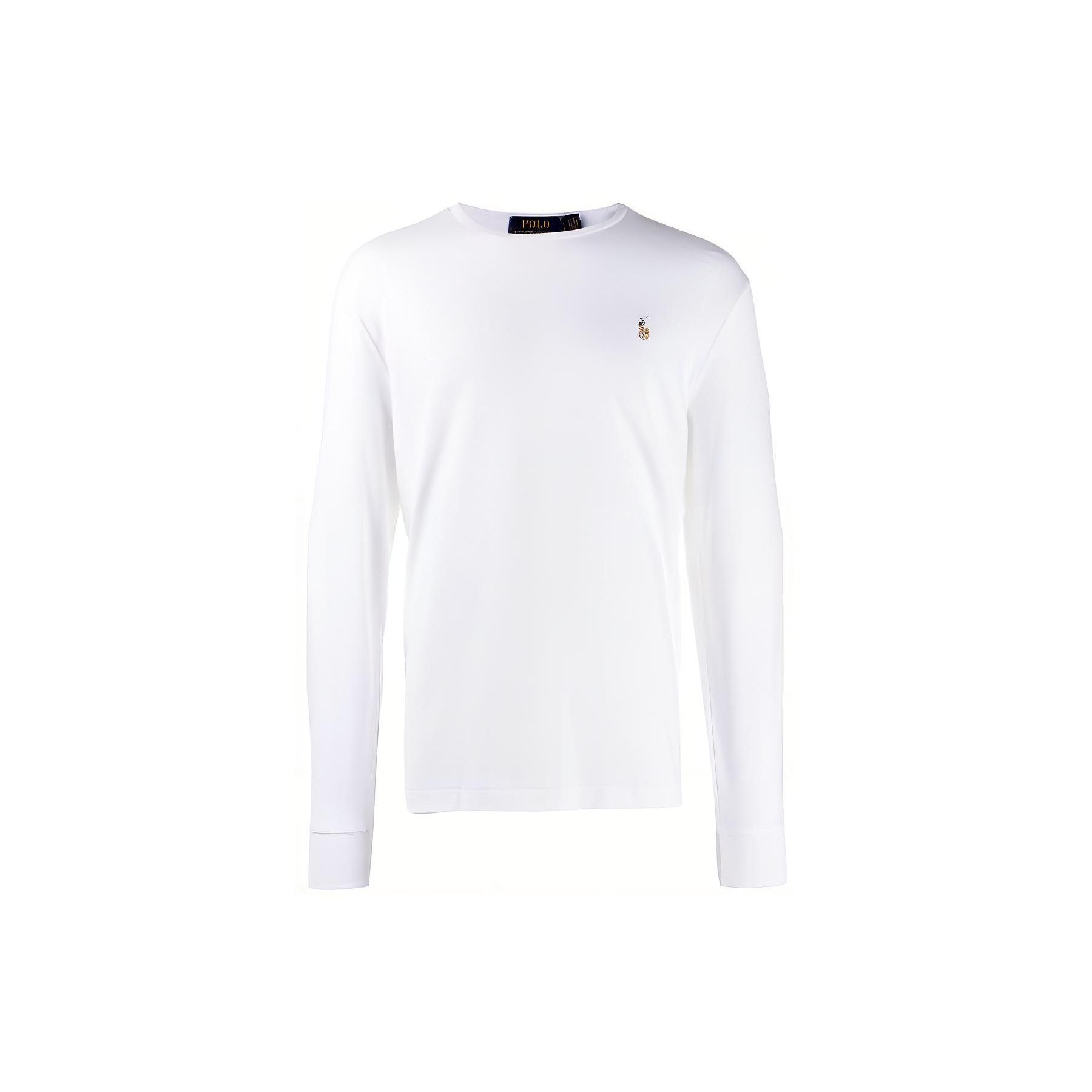 

Polo Ralph Lauren SS23 Solid Logo Embroidered Crew Neck Long Sleeve T-Shirt Men Tops White 710760121-002 XXL
