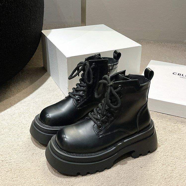 

Maillard autumn and winter Martin boots women s 2025 new British style thick heel thick sole heightening short boots velvet 40 чёрный