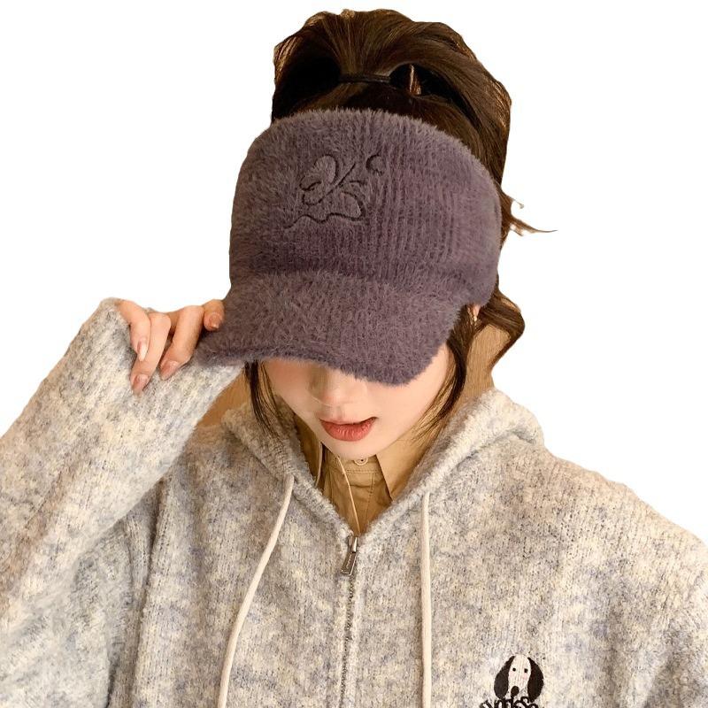 Hut weibliche einfarbig vielseitig bestickt gestrickte Wollmütze Winter warme Ohrenschützer Kappe dick