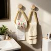 Hand-Woven Toilet Paper Wood Hook No-Drill Jute Rope Tissue Holder Commercial Use