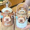 Capybara Cartoon Thermos Water Cup with Straw 700ML Water Bottle Summer Drink Bottle Leakproof Travel Drink Cup for Women & Men
