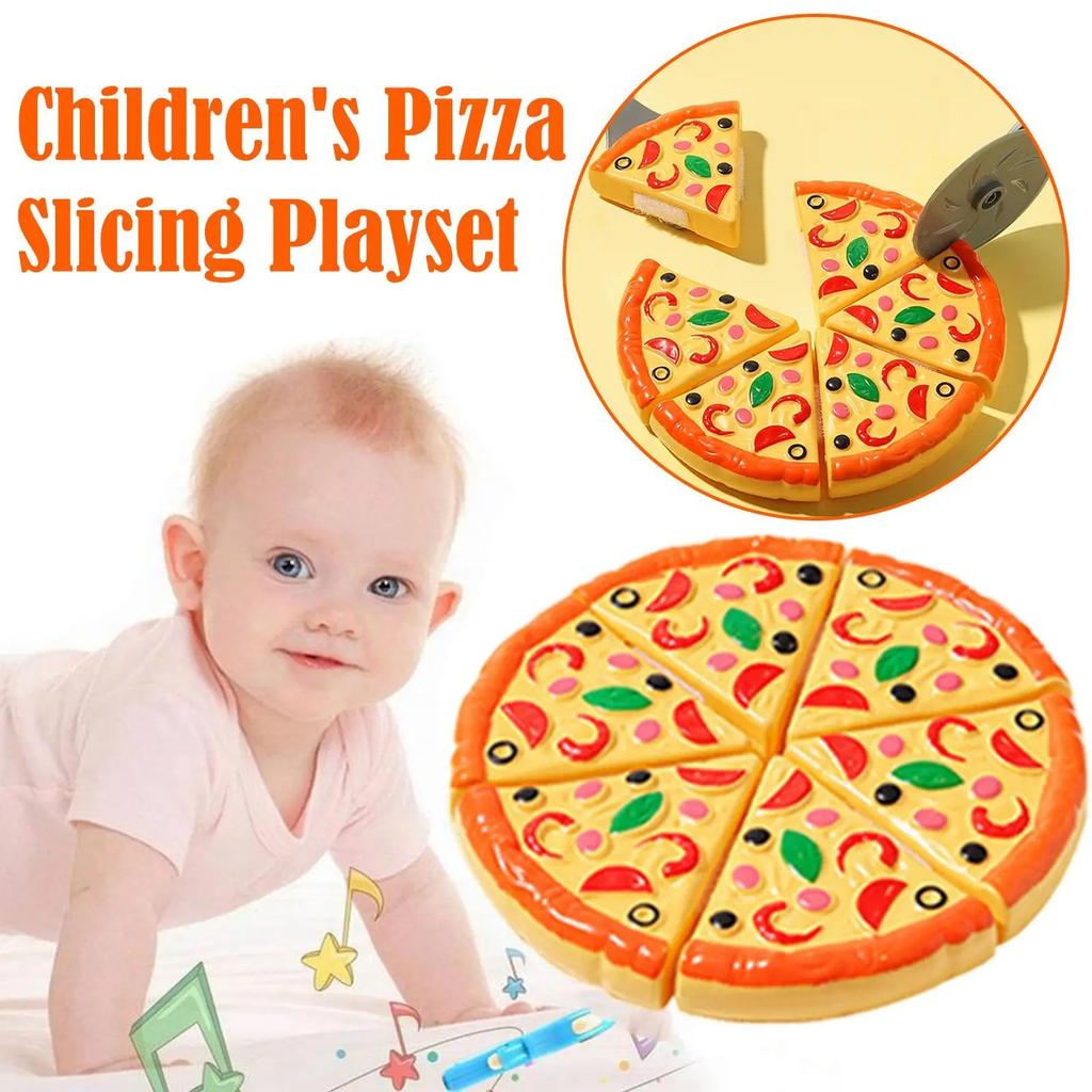 Pizza Party Toy Play Set For Kids Pizza Pie Pretend Play Food Slice And Serve Plastic Kitchen Play Accessories Interactive Game