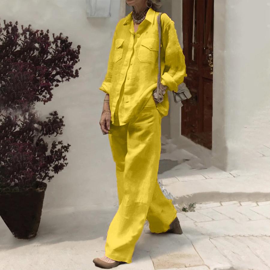 New Arrivals Women's Long Sleeve Shirts Loose Pants Set Outfit