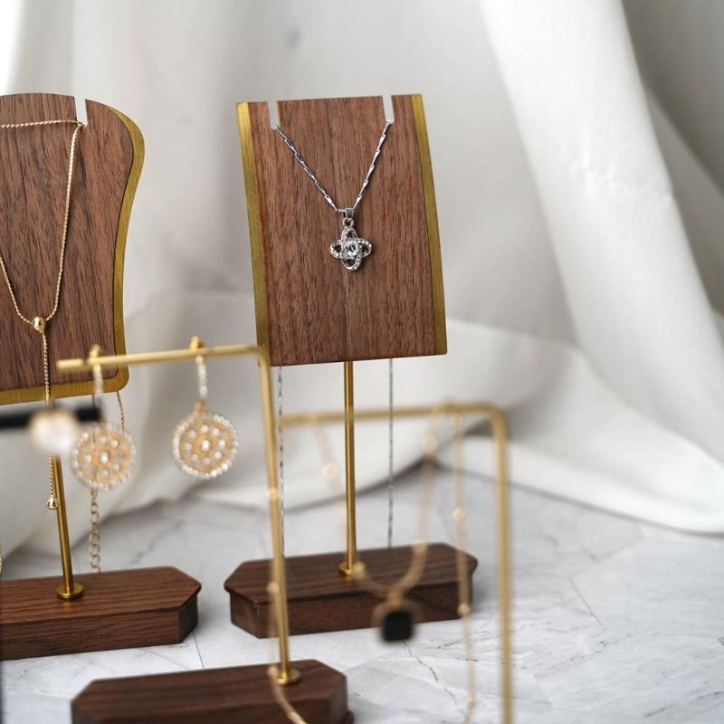 Jewelry Display T-Shape Bar Earrings Show Stand Shelf Wood Rings Holder Rack Jewelry Organizer for Home Decoration