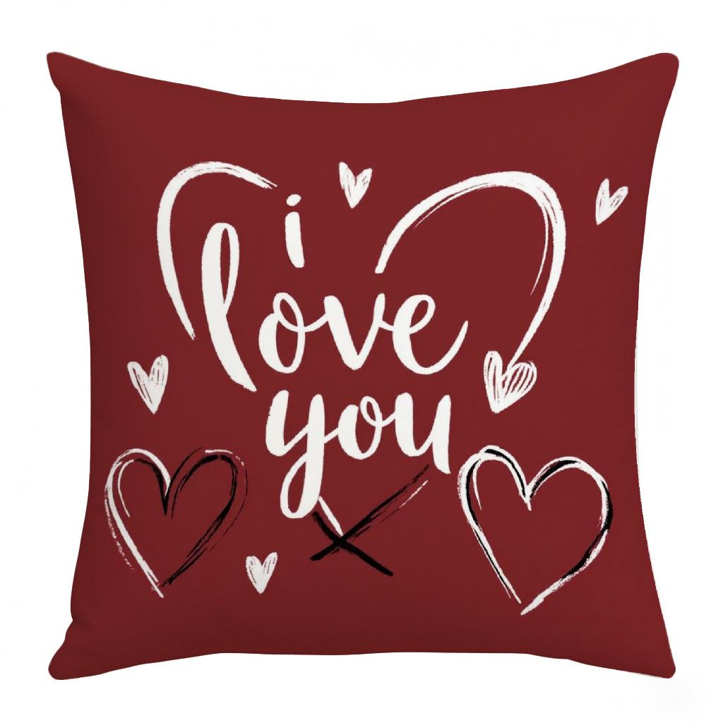 

Valentine s Day Love Linen Letter Pillowcase Holiday Decoration Living Room Sofa Cushion PP Cotton 45 * 45Cm without core