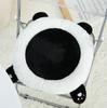 Cute Panda Round Plush Cushion With Faux Fur Cover For Bedhead Lounge And Back Support