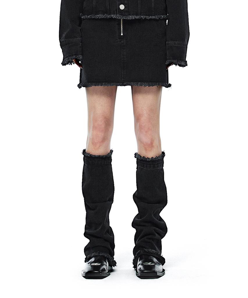 More Than Black Cut Off Denim Skirt
