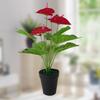 1 Pc/5 Flowers + 7 Leaves Faux Anthurium Plant Lifelike Lifelike Plastic Anthurium Artificial Plants  Decoration for Stores