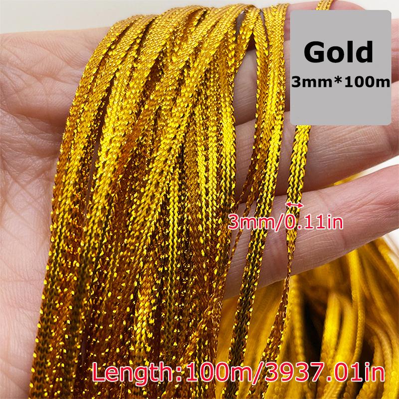 1 Bündel Nicht-Elastische Halsketten Fest Gewebt Dekorativ Enge Linien Festivaldekoration Verschleißfestigkeit Handgefertigt 3MMx100M