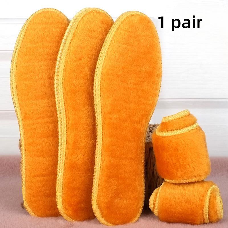 

1/3 пары Зимние стельки из шерсти альпаки Мягкие плюшевые Теплые Утолщенные Термостельки для обуви для Женщин Мужчин Дышащие Стельки для Снежных Ботинок Греющие Подушечки 40 жёлтый