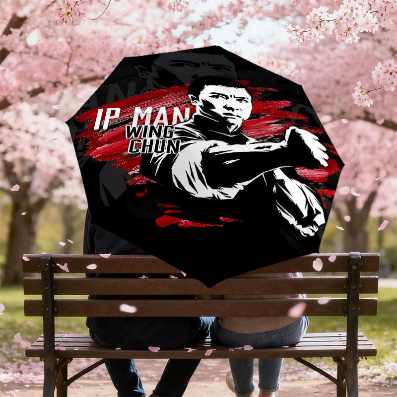 1 Stück IP MAN WING CHUN Regenschirm - 8 Speichen verstärkt, Automatisches Öffnen, Leicht & Langlebig, Niedliches Modeaccessoire für den Außenbereich, Strand oder Freizeit, Strand