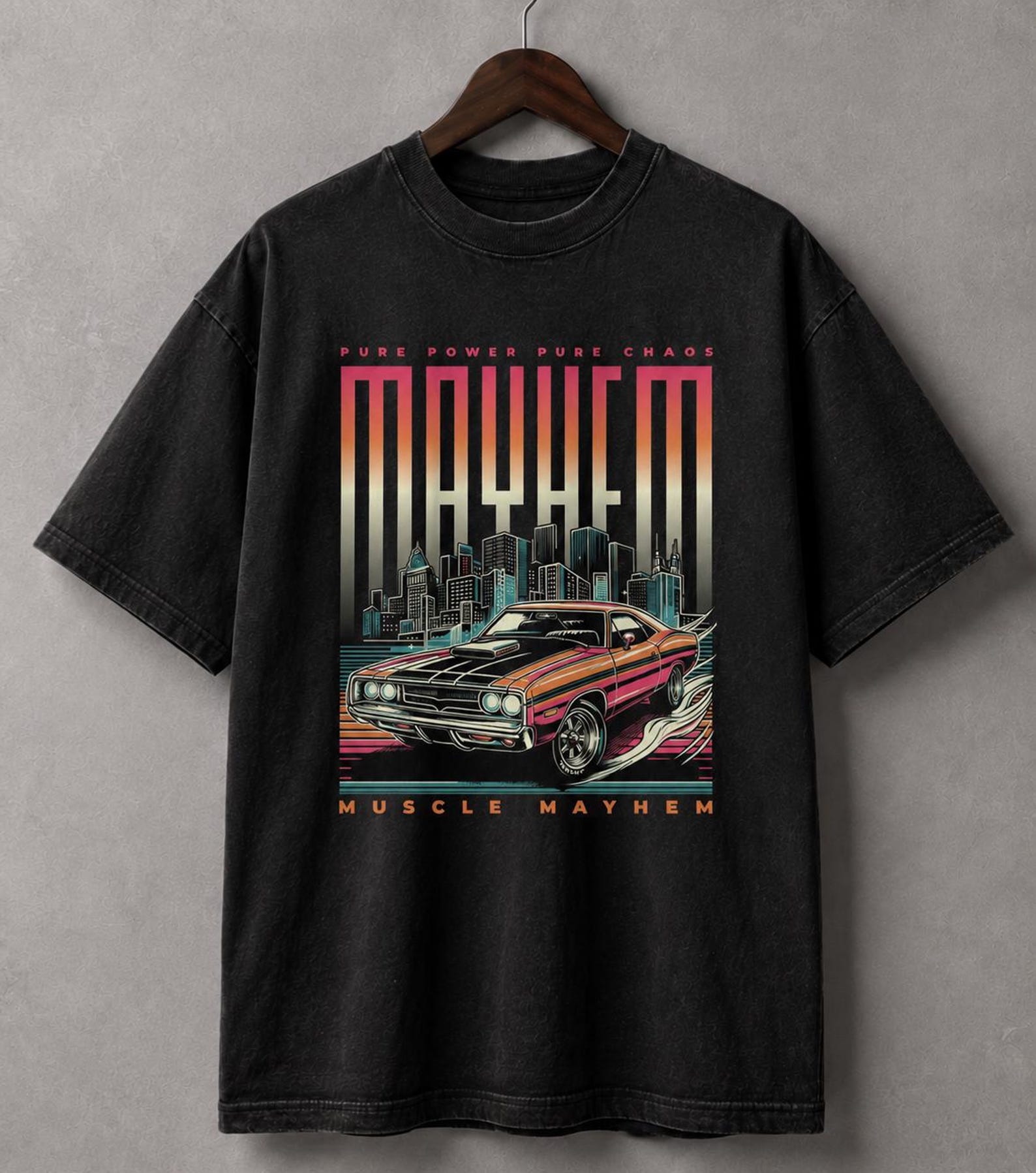Retro Muscle Car Mayhem Vintage Street Racing T-Shirt 2XL
